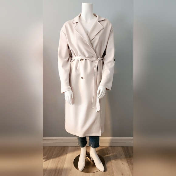 [X & 3X] NWT DEX Plus Trenchcoat in Bone - Picture 2 of 13